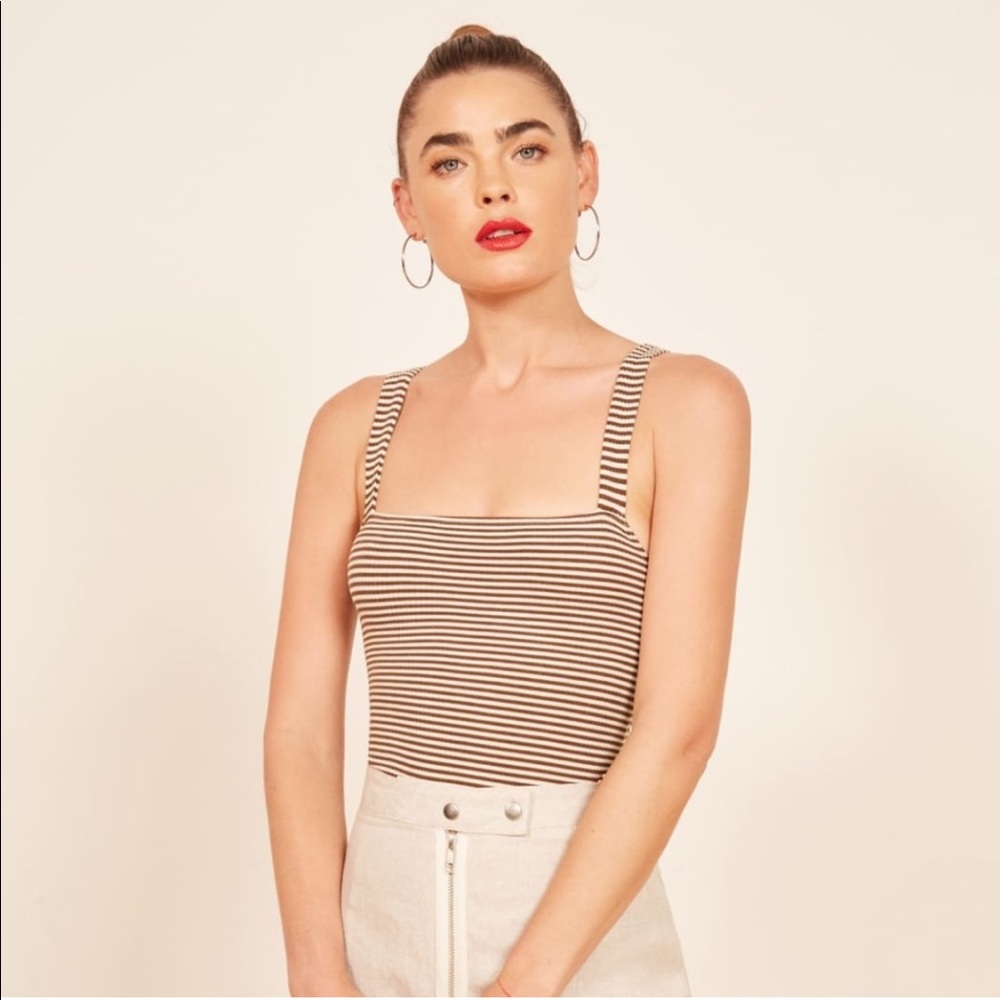 Reformation Brown and Cream Striped Canyon Tank size medium